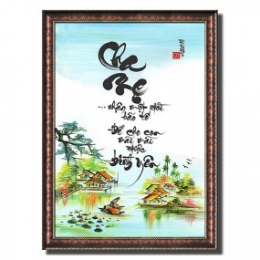 Tranh thư pháp vẽ tay CHA MẸ MỘT ĐỜI BÃO TỐ
